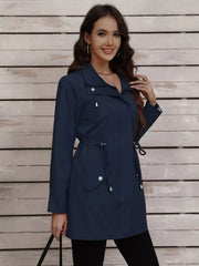 Drawstring Snap-Down Trench Coat