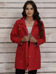 Drawstring Snap-Down Trench Coat