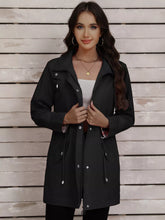 Drawstring Snap-Down Trench Coat Black / S