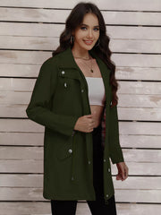 Drawstring Snap-Down Trench Coat Military Green / S
