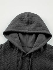 Drawstring Textured Baggy Solid Hoodie