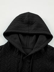Drawstring Textured Baggy Solid Hoodie