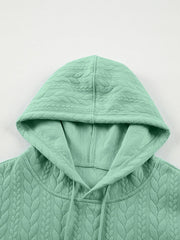 Drawstring Textured Baggy Solid Hoodie