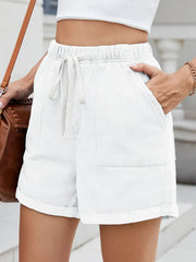 Drawstring Wash Denim Shorts