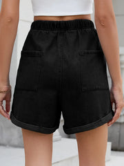 Drawstring Wash Denim Shorts