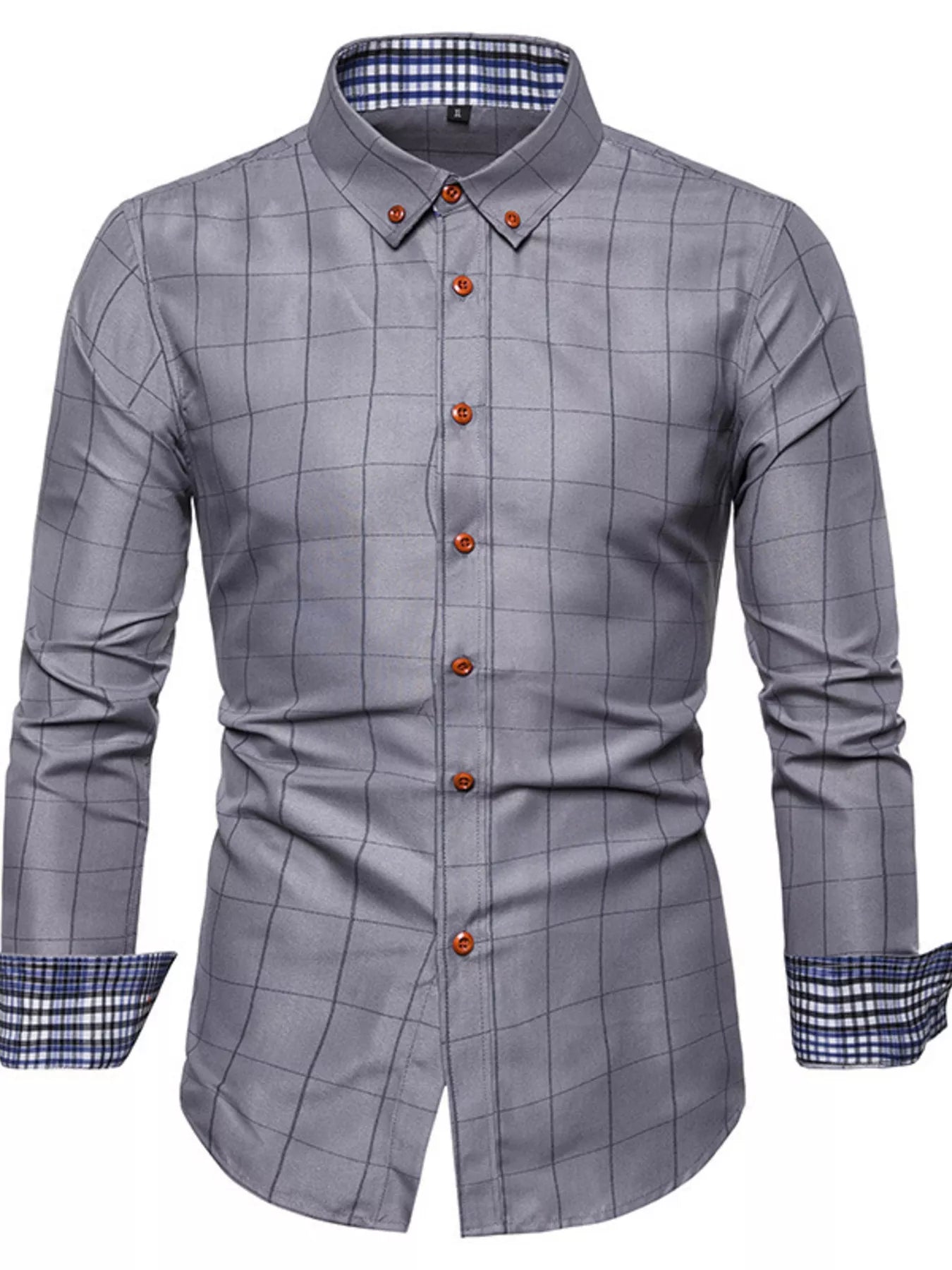 Men's classic plaid button-down shirt made from a slightly stretchy cotton-spandex blend.
