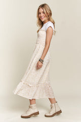 Vestido camisola con volantes y estampado floral fruncido ADORA