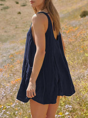 Vestido mini con tirantes anchos y escote redondo anudado Devine