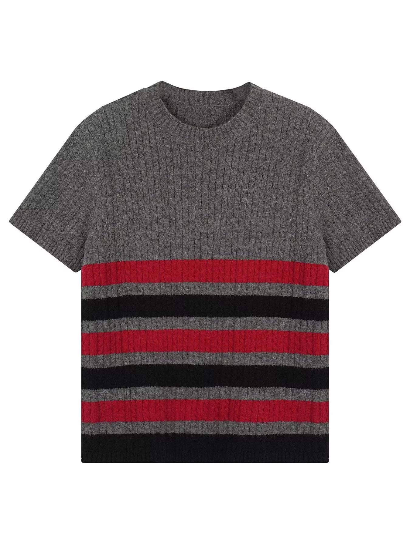 Men's short-sleeve knit top featuring a ribbed fabric texture.