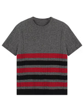 Men's short-sleeve knit top featuring a ribbed fabric texture.