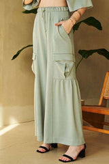 Davi & Dani Pantalones anchos con detalle fruncido y cordón ajustable