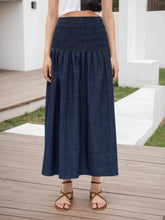Elastic Waist Midi Skirt Dark Blue / S