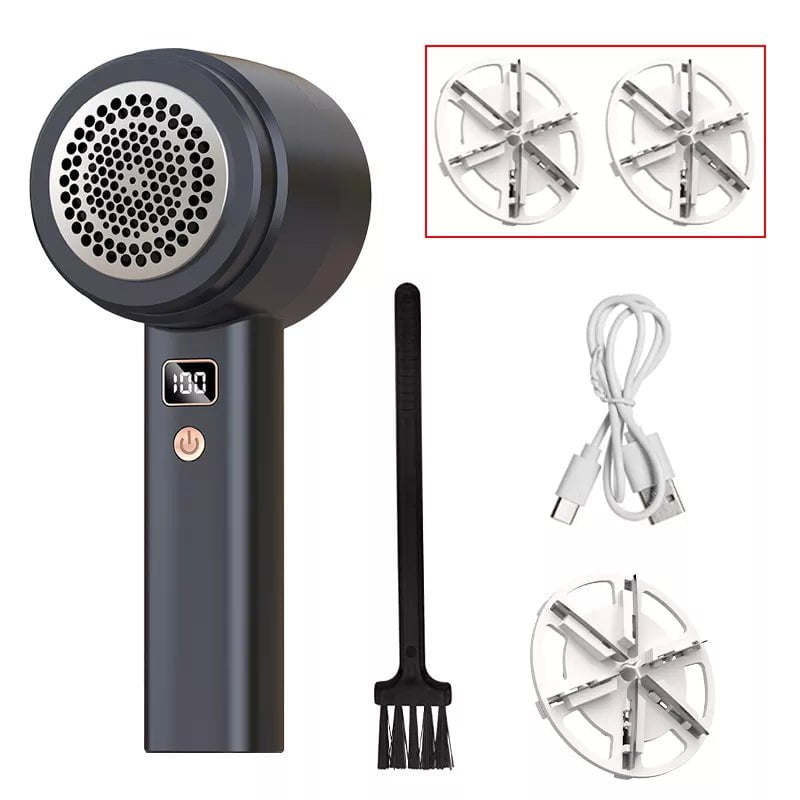 Electric Lint Remover: Rechargeable Fabric Shaver for Clothing black 3 blades