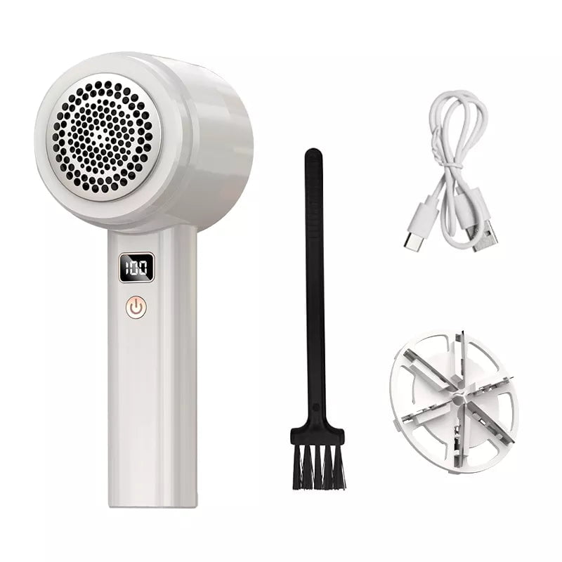 Electric Lint Remover - Rechargeable Fabric Shaver for Clothing, Fuzz & Pellet Removal, M8 Fluff Remover, Hair Ball Trimmer white 1 blade