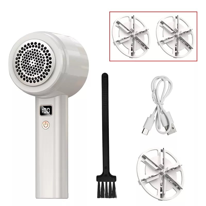 Electric Lint Remover - Rechargeable Fabric Shaver for Clothing, Fuzz & Pellet Removal, M8 Fluff Remover, Hair Ball Trimmer white 3 blades