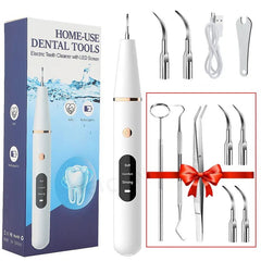 Electric Ultrasonic Dental Scaler for Stain and Tartar Removal White Kit add 4 tips