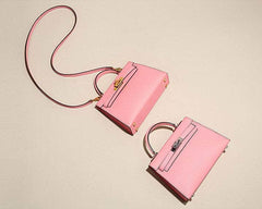 Elegant Calfskin Leather Bag, Gold Accents & Hardware