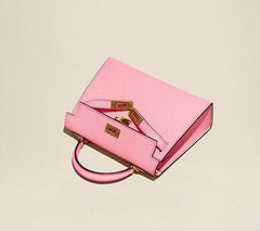 Elegant Calfskin Leather Bag, Gold Accents & Hardware