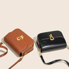 Elegant Compact Square Bag with Metal Lock Closure