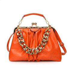 Elegant Crossbody Handbag with Gold Accent Orange