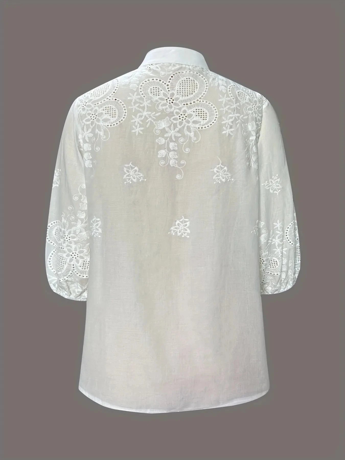 Embroidered Eyelet Button Up Shirt