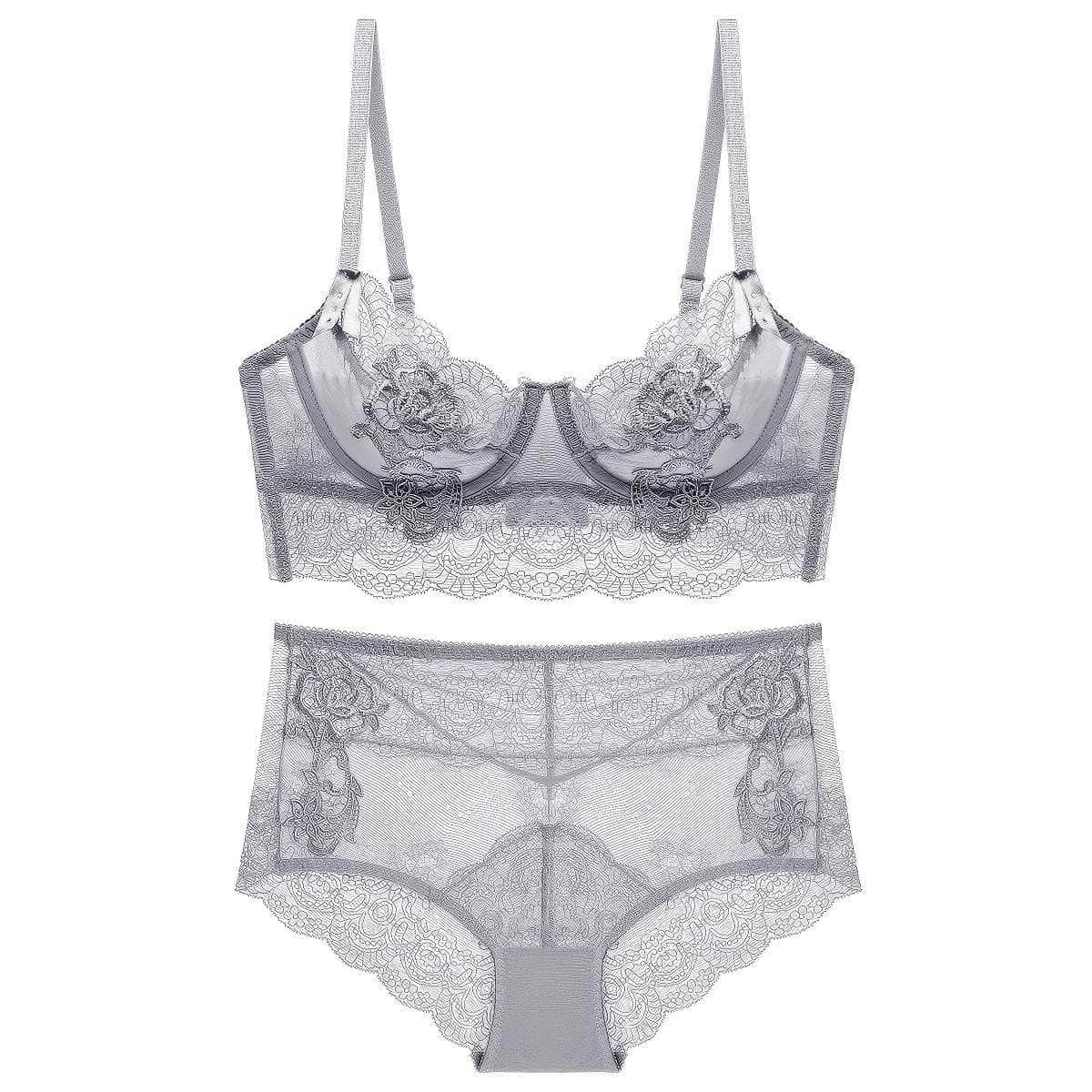 Embroidered Lace Bra Panty Set