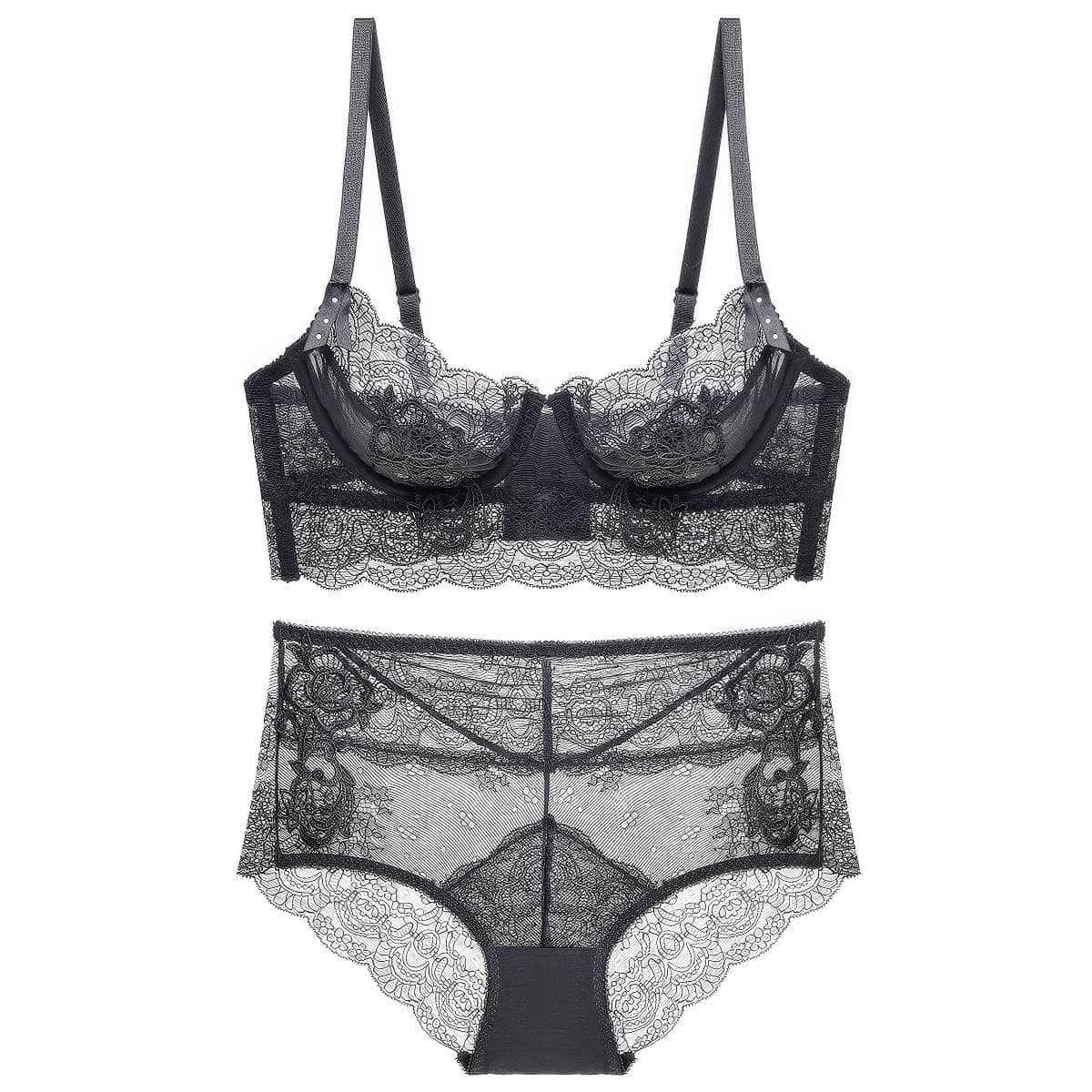 Embroidered Lace Bra Panty Set