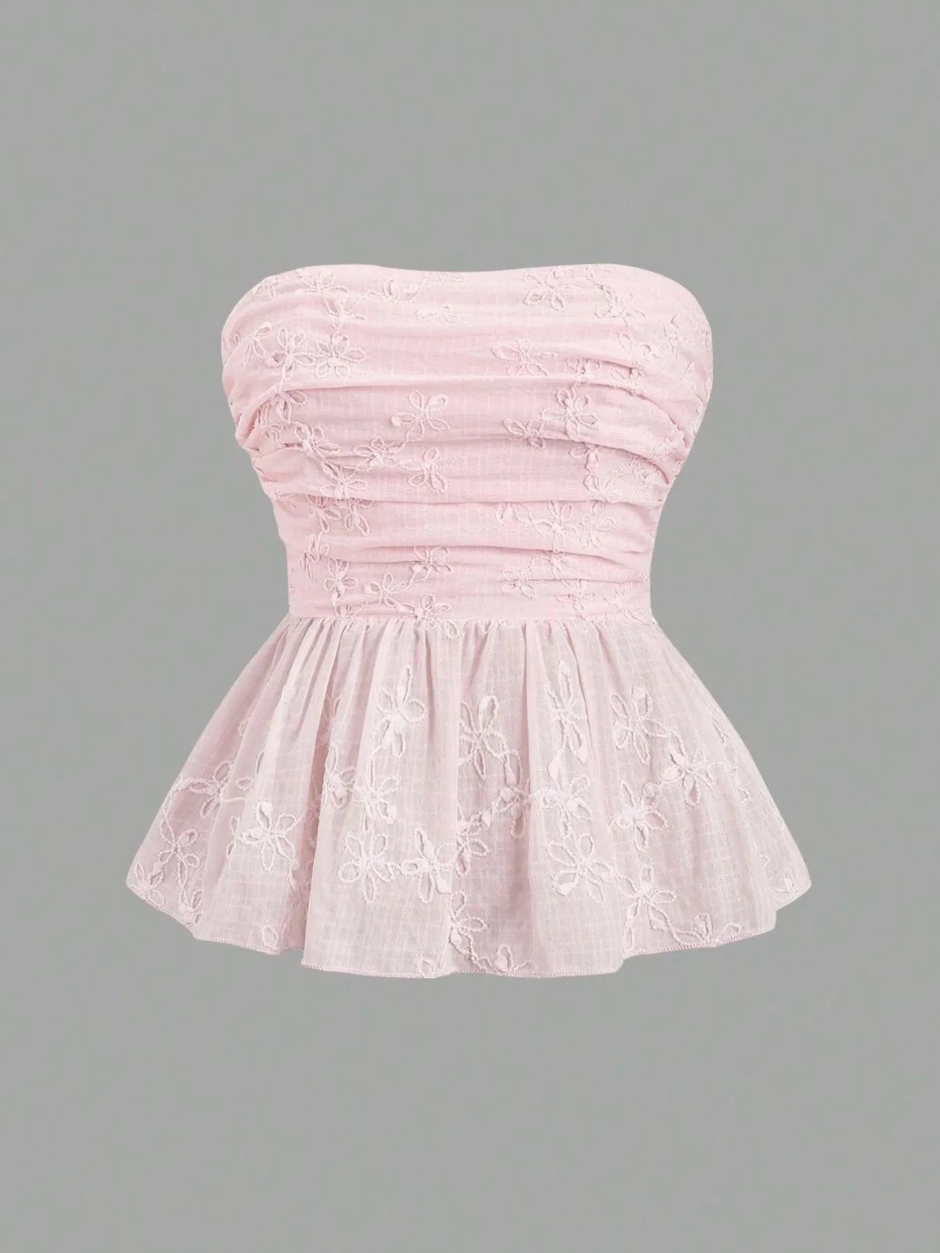 Embroidered Smocked Tube Top