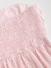 Embroidered Smocked Tube Top