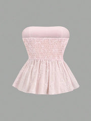 Embroidered Smocked Tube Top