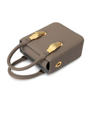 Emerson Small Leather Tote Bag Gray