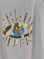 Evil Eye Embroidered Oversized Shirt