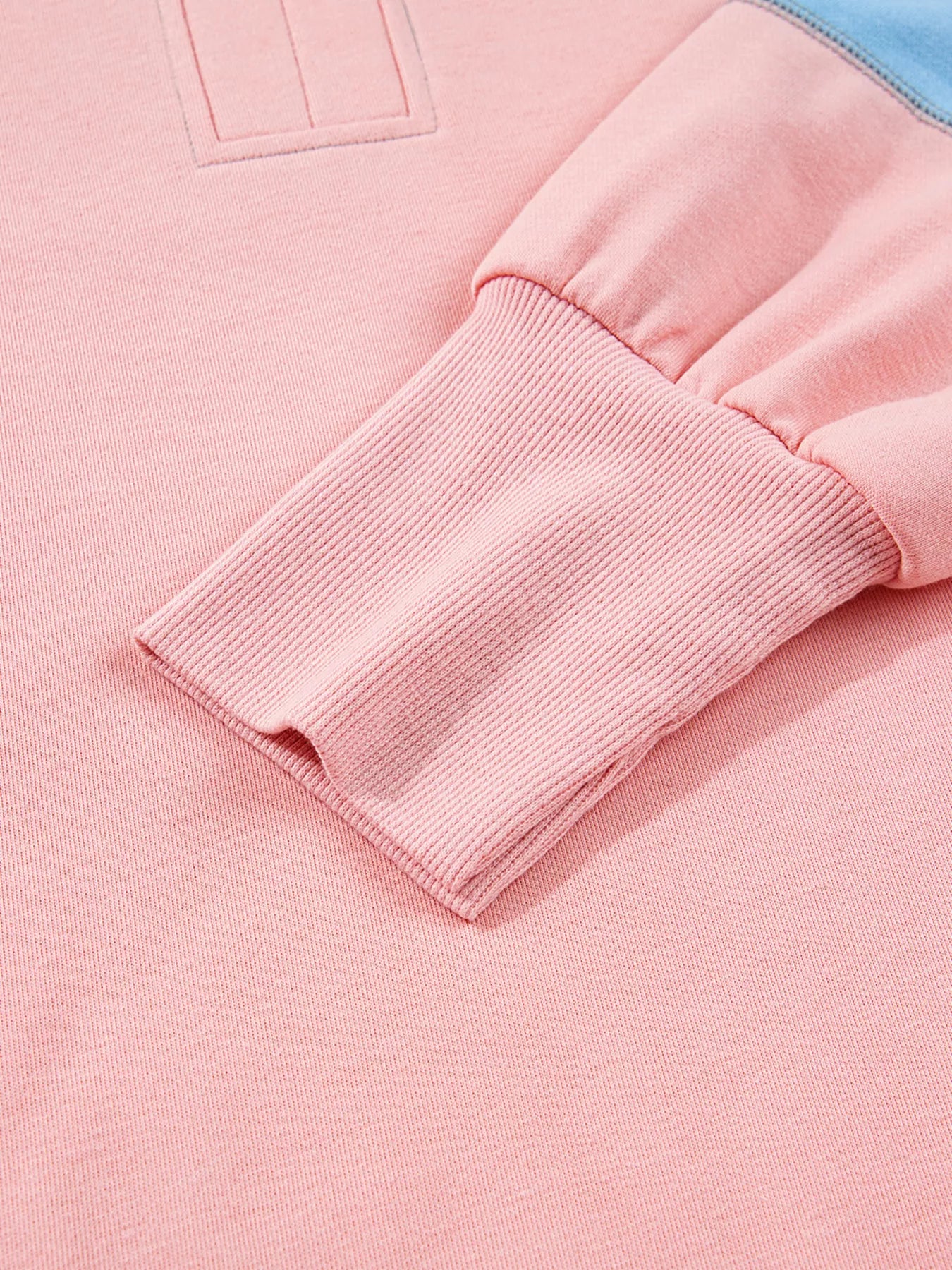 Exposed Seam Color Block Patchwork Slit Cuffs Oversize Sweatshirt