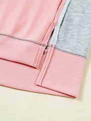 Exposed Seam Color Block Patchwork Slit Cuffs Oversize Sweatshirt