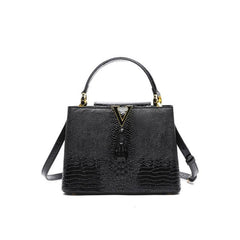 Exquisite Reptile-Inspired Leather Pattern Handbag