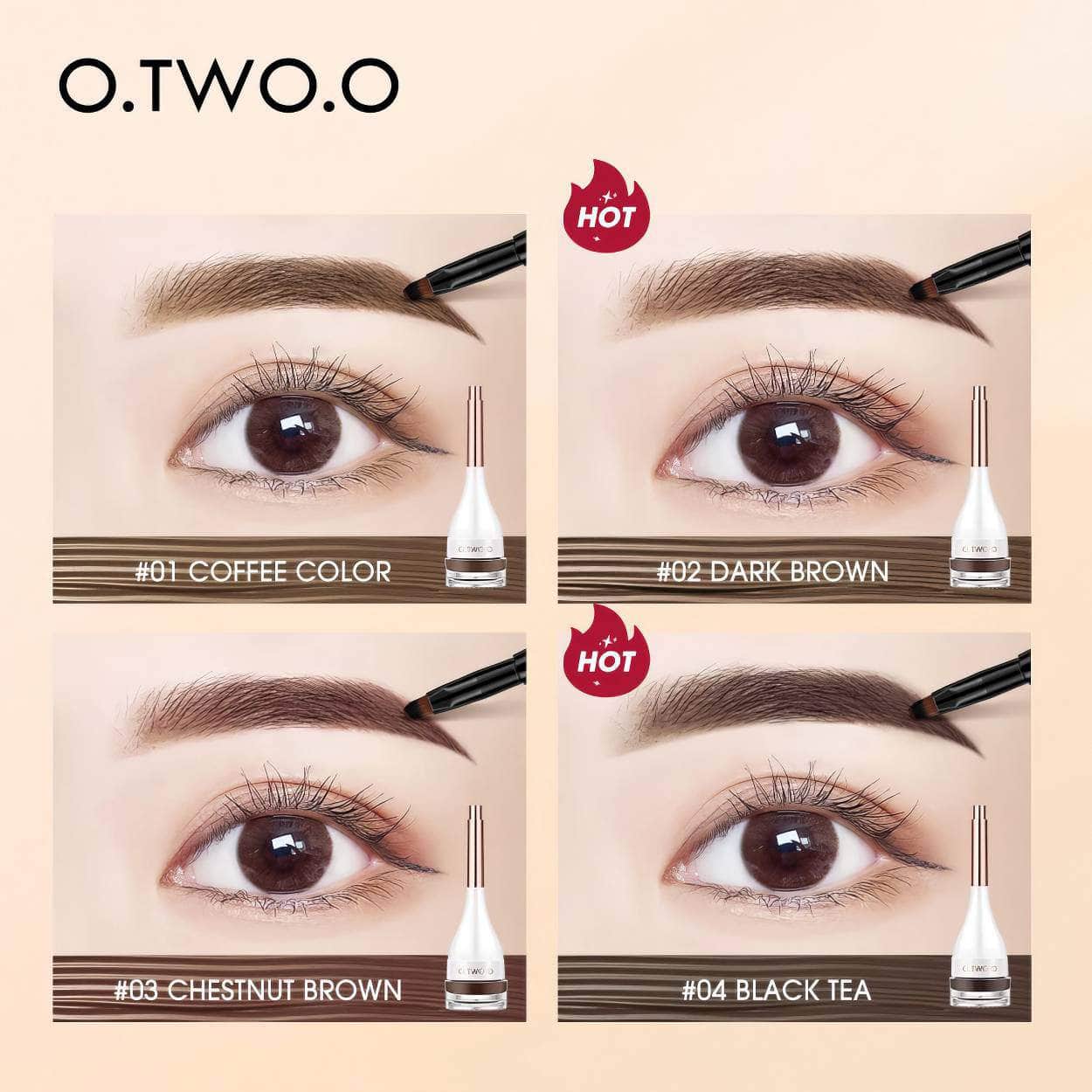 Eyebrow Pomade: Brow Mascara, Natural Waterproof, Long Lasting Creamy Texture - 4 Colors Tinted, Sculpted Brow Gel with Brush