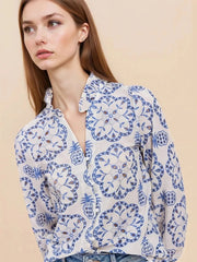 Eyelet Embroidered Long Sleeve Shirt
