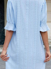 Eyelet Flounce Sleeve Mini Dress