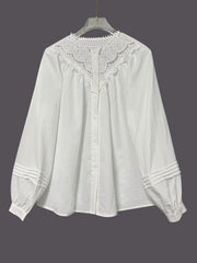 Eyelet Lace Detail Long Sleeve Blouse
