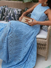 Eyelet Lace Top and Maxi Skirt Set Blue / S