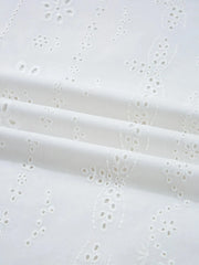 Eyelet Long Sleeve Blouse with Elastic Cuffs