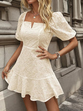 Eyelet Puff Sleeve Mini Dress Apricot / XS