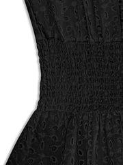 Eyelet Ruffled Cap Sleeve Mini Dress