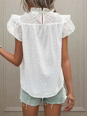 Eyelet Swiss Dot Cap Sleeve Blouse