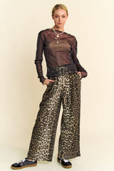 Top de manga larga con dobladillo de lechuga y malla brillante de Davi & Dani