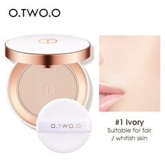 Face Setting Powder: Cushion Compact, Oil-Control, 3 Colors Matte, Smooth Finish - Concealer Makeup Pressed Powder 01 ivory / CHINA