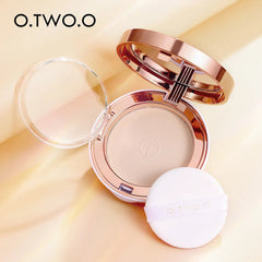 Face Setting Powder: Cushion Compact, Oil-Control, 3 Colors Matte, Smooth Finish - Concealer Makeup Pressed Powder