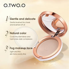 Face Setting Powder: Cushion Compact, Oil-Control, 3 Colors Matte, Smooth Finish - Concealer Makeup Pressed Powder