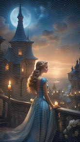 Fantasy Princess in Her Lit Castle