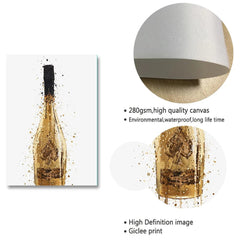 Fashion Lips and Champagne Canvas: Pink Pineapple, Golden Balloon Dog Wall Art